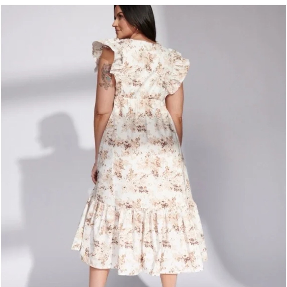 Abercrombie & Fitch Cream Floral Midi Dress